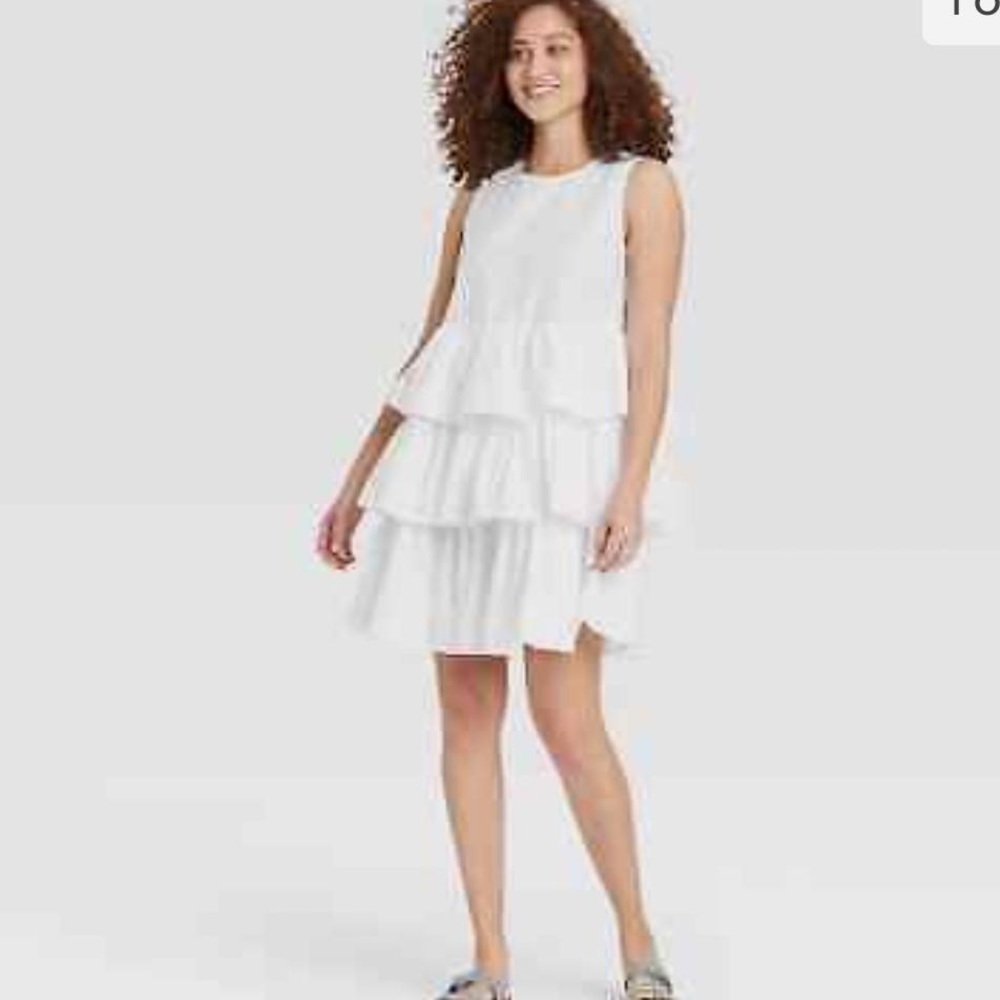 Women's Sleeveless Multi Tiered Dress - Who What Wear White Size XS